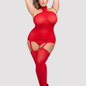 Lovehoney Plus Size Dangerous Curves Sheer Garter Bodystocking