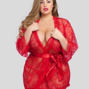 Lovehoney Plus Size Flaunt Me Red Lace Robe