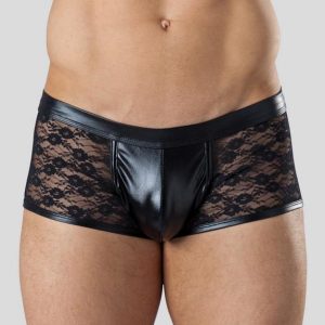 LHM Wet Look and Lace Boxer Shorts