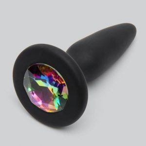 Glams Silicone Mini Butt Plug with Rainbow Crystal 3 Inch