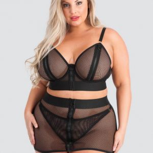 Lovehoney Plus Size Fierce Fishnet Bra and Skirt Set