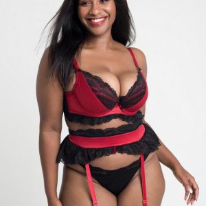 Lovehoney Plus Size Empress Red Satin and Lace Bra Set