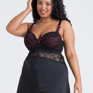 Lovehoney Plus Size Twilight Rose Black Lace Babydoll Set