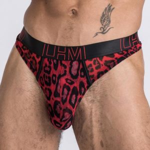 LHM Red Leopard Print Mesh Thong