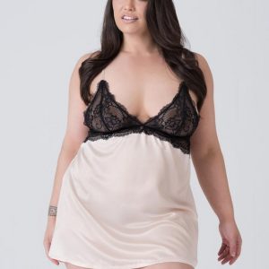 Lovehoney Plus Size Jewel Satin Pearl Blush Chemise Set