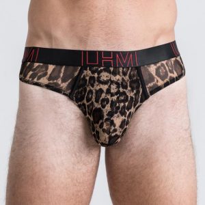 LHM Leopard Print Mesh Thong