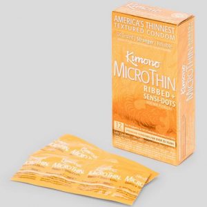 Kimono MicroThin Ribbed Sensi-Dots Latex Condoms (12 Count)